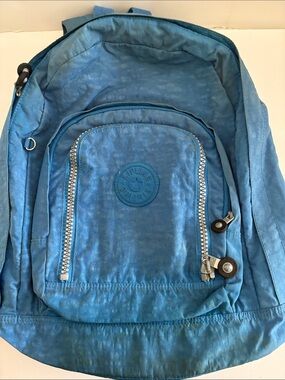 Kipling Sky Blue Nylon Daypack Front Zip Pocket X-Large backpack travel school